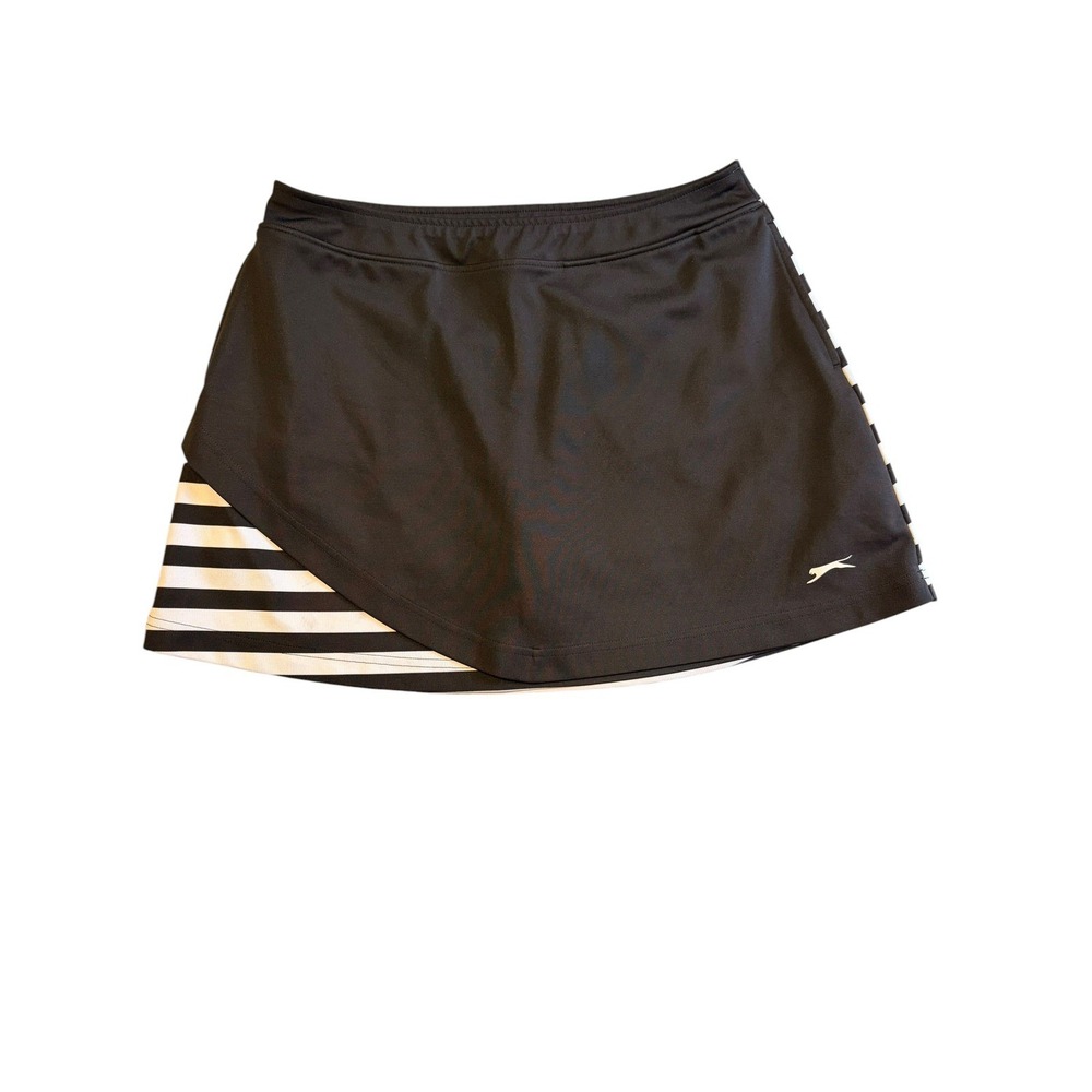 Slazenger Golf Skort Women's Medium Black White Striped Athletic Tennis Skirt